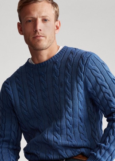 Sueter Polo Ralph Lauren Hombre Azul Rey Azules - Cable-Knit Cotton - HETGV2504